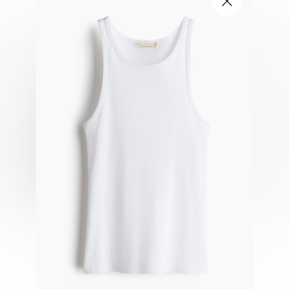H&M Premium Ribbed Cotton Silk Blend Tank Tops sz Sm NWT/EUC Green and White